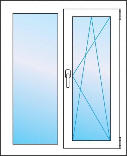 Двустворчатое окно 1300*1400 Veka Proline 70. Одна створка